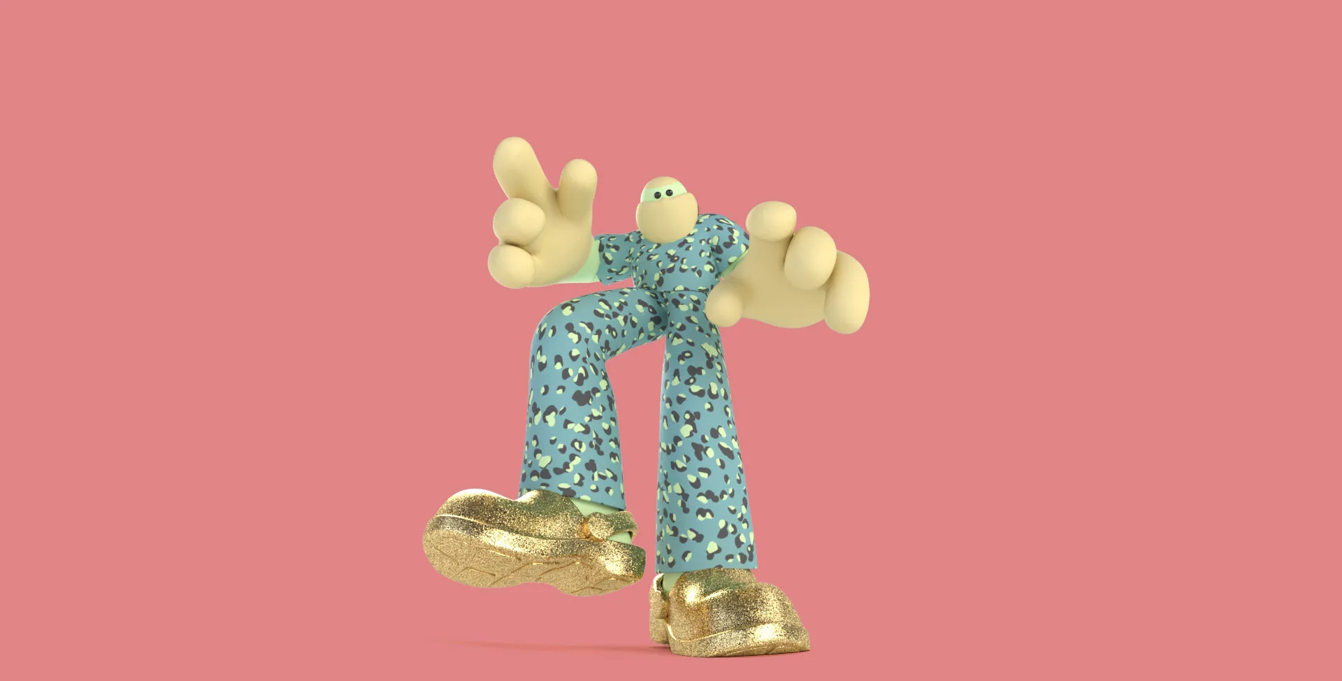 Circle health group - Animated theater worker in gold shoes boogies on a red background