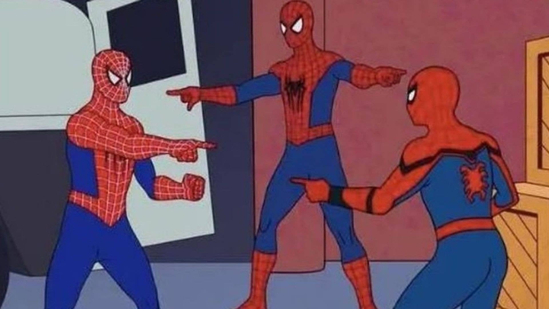 3 identical spidermen pointing at each other - recruitment