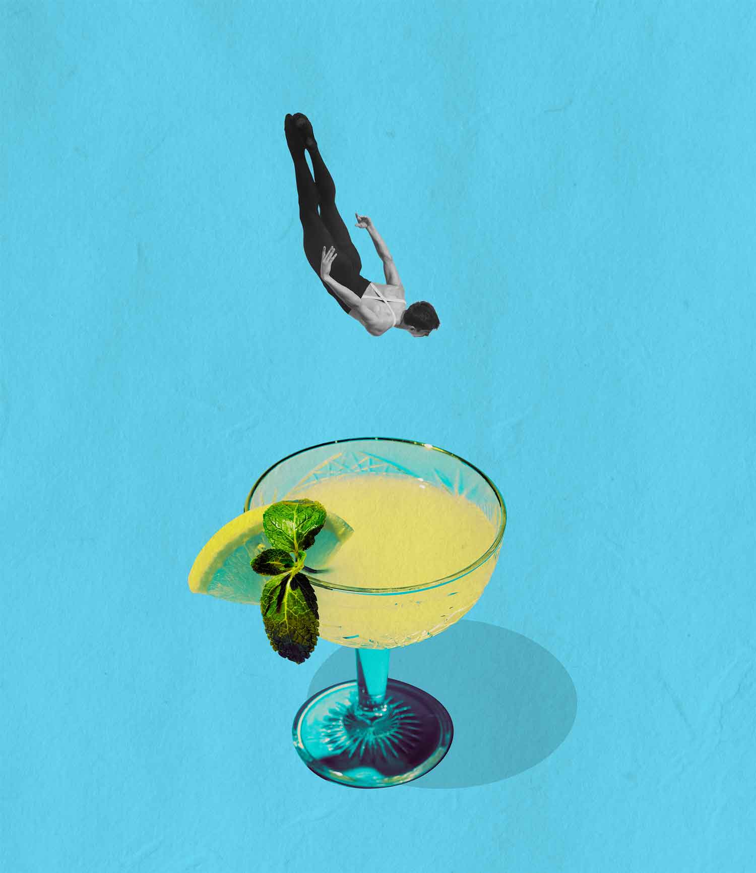 Man diving into cocktail glass - culture