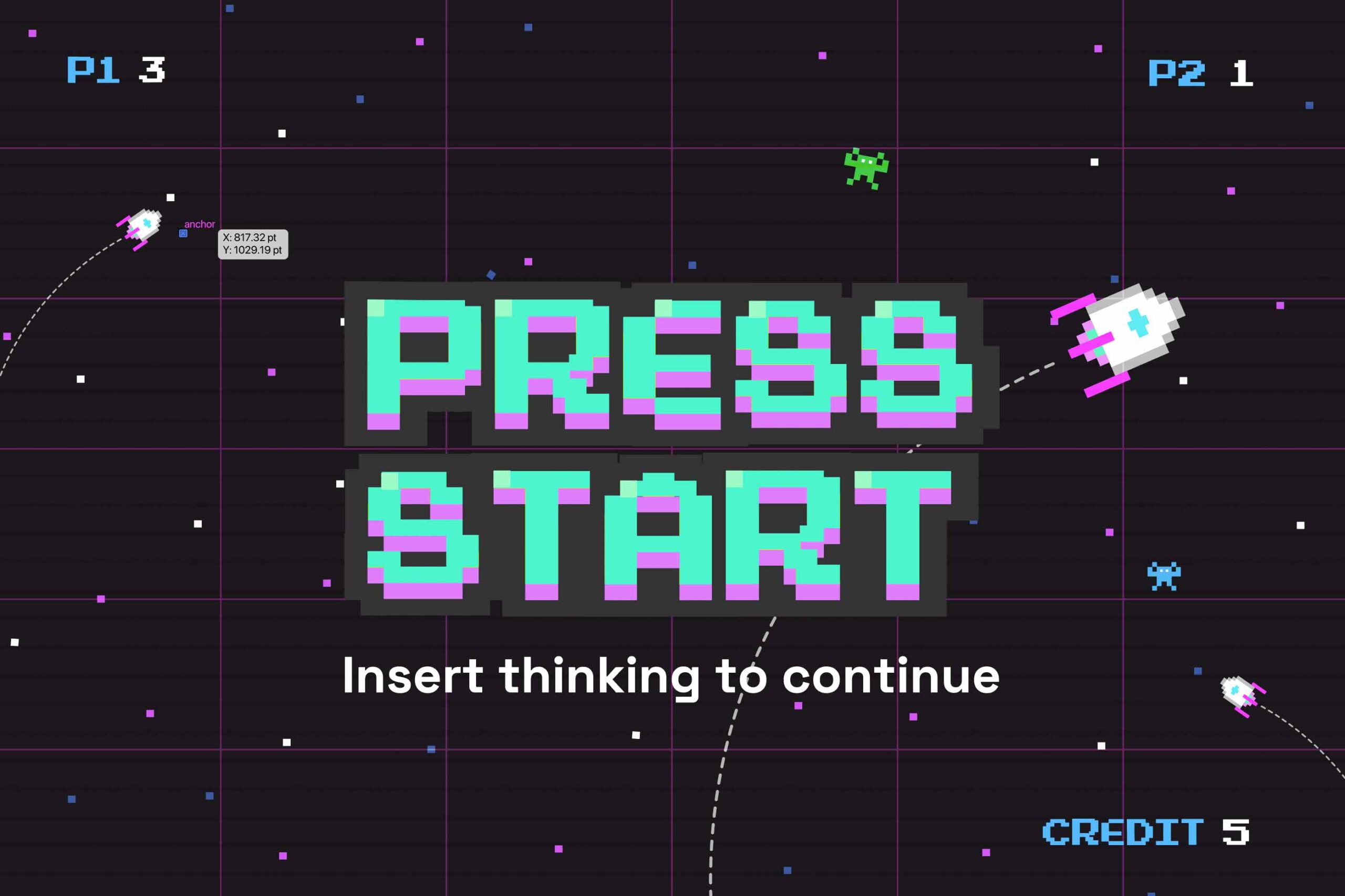 press start retro gaming text & background - branding