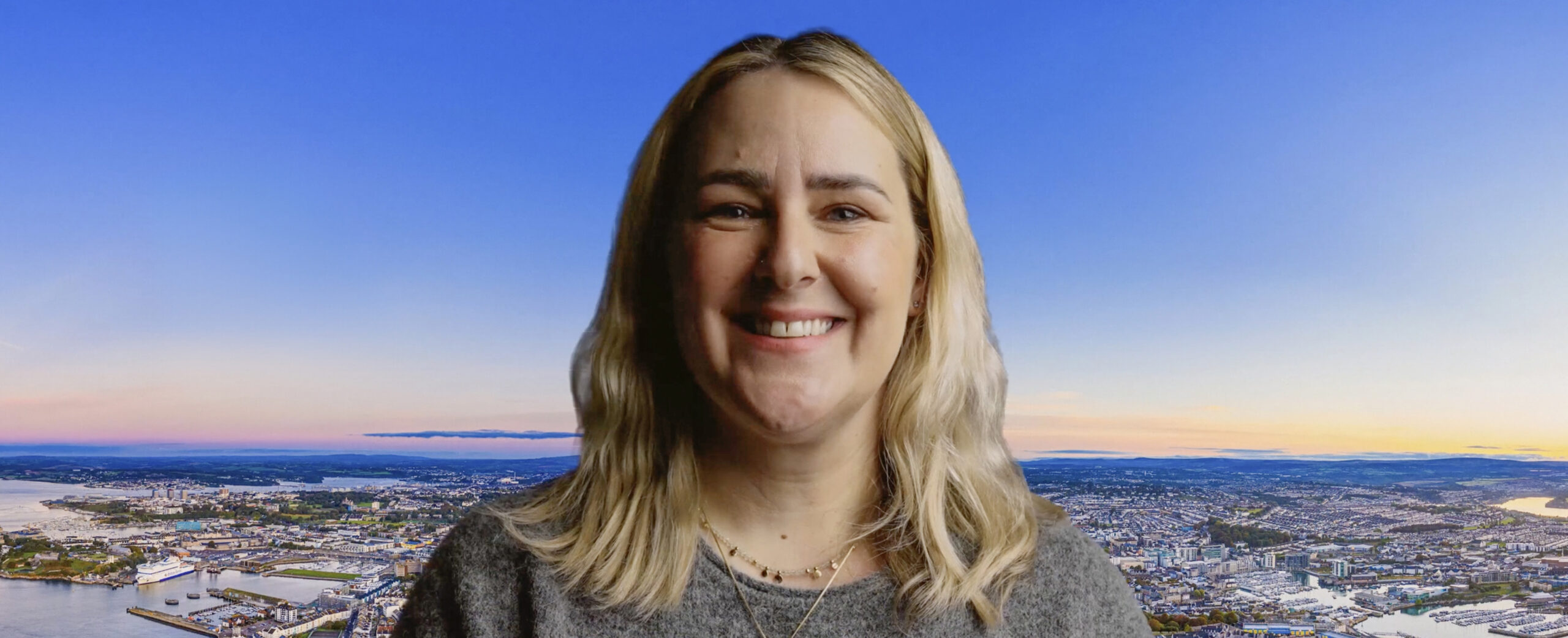 Blonde woman smiling